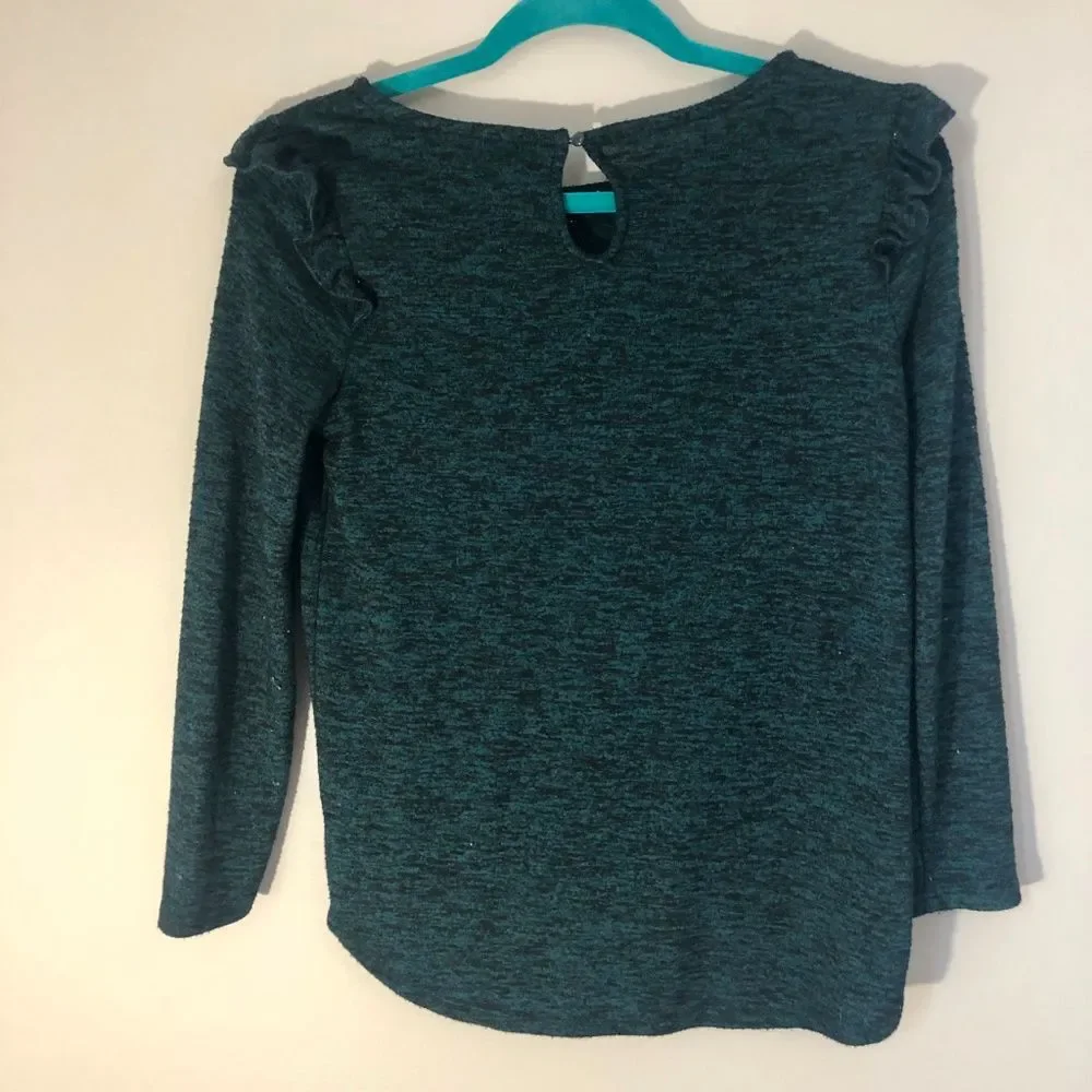 Teal Green Holiday Ruffle Old Navy Sweater - Girls XL 14